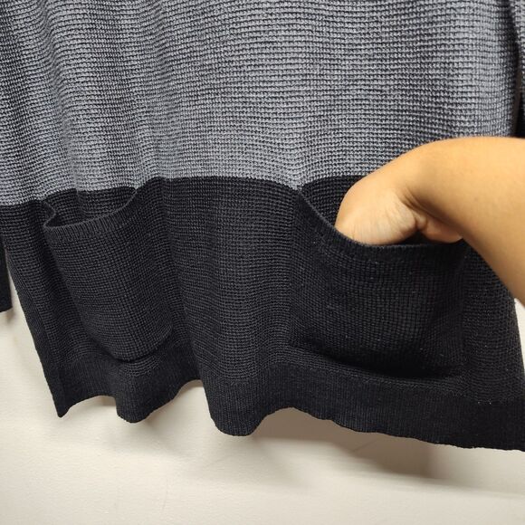 Vince Camuto Crochet Sweater Women Size M Gray Stripes Fall Winter Casual - Picture 4 of 7